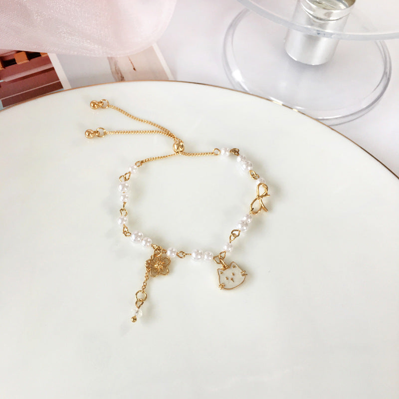 Venta al por mayor Pulsera De Aleación De Flor De Nudo De Gatito